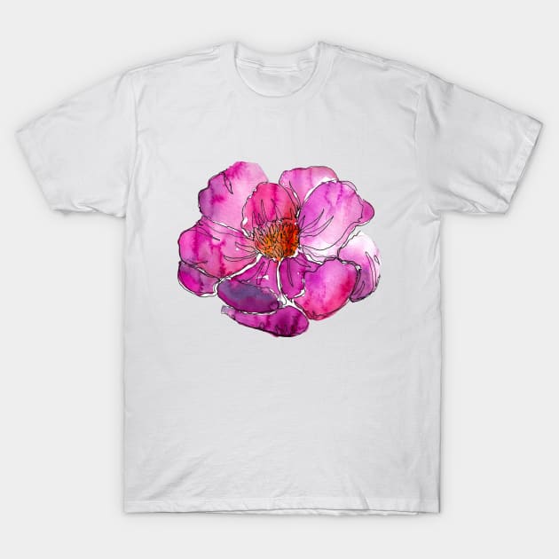 Watercolor peonies pink spring purple T-Shirt by ArtInPi
